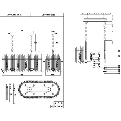 Подвесная люстра Lumien Hall Alte LH3061/8PO-CO-CL