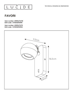 Спот Lucide Favori 09932/11/30