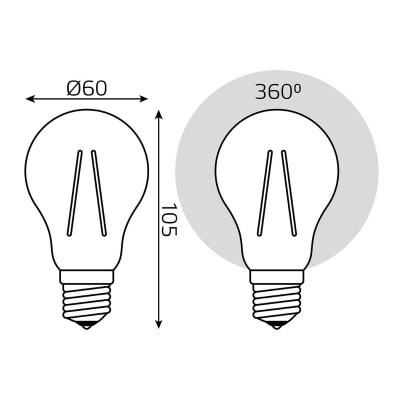 Лампа светодиодная филаментная диммируемая Gauss E27 10W 4100K прозрачная 102802210-S