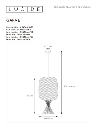 Подвесной светильник Lucide Garve 03436/40/33