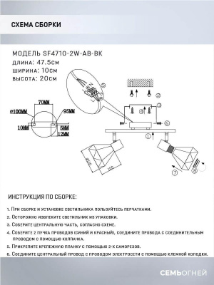 Спот Seven Fires Keri SF4710/2W-AB-BK