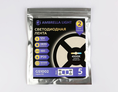 Светодиодная лента Ambrella Light 4,8W/m 60LED/m 2835SMD дневной белый 5M GS1002