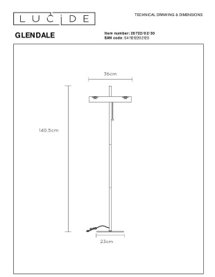 Торшер Lucide Glendale 20722/02/30