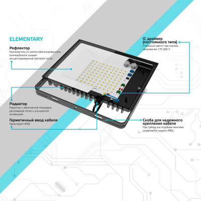 Прожектор светодиодный Gauss Elementary 10W 3000К 613527110