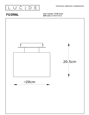 Потолочный светильник Lucide Fudral 74115/01/30