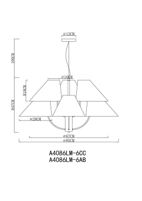 Подвесная люстра Arte Lamp Rondo A4086LM-6AB