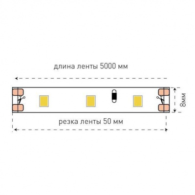 Светодиодная лента SWG 6,3W/m 60LED/m 2835SMD теплый белый 5M 001574