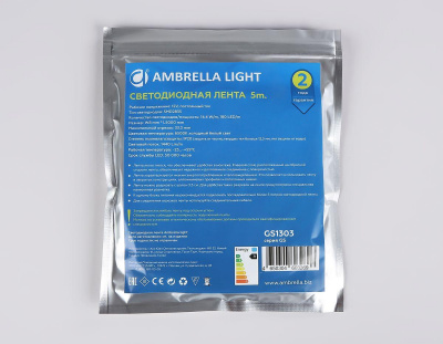 Светодиодная лента Ambrella Light 14,4W/m 180LED/m 2835SMD холодный белый 5M GS1303