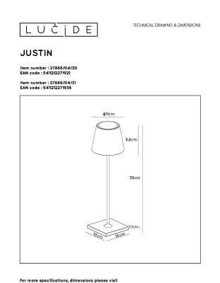 Уличный светодиодный светильник Lucide Justin 27888/04/30