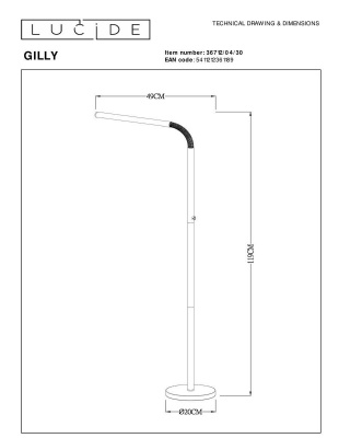 Торшер Lucide Gilly 36712/04/30