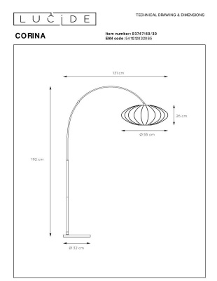 Торшер Lucide Corina 03747/60/30