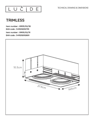 Встраиваемый светильник Lucide Trimless 09931/02/30