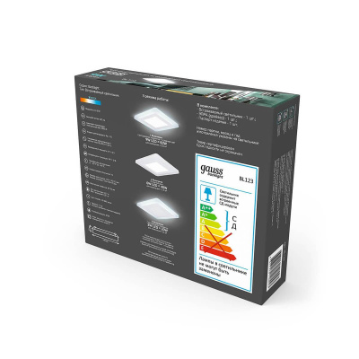 Встраиваемый светодиодный светильник Gauss Backlight с подсветкой BL123
