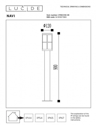 Уличный светильник Lucide Navi 27802/90/29