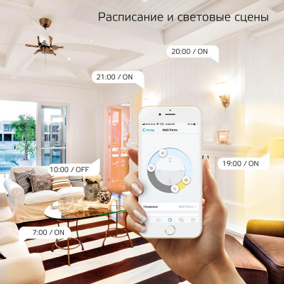 Лампа светодиодная диммируемая филаментная Gauss Smart Home Filament Diamond E27 7W 2500K золотистая 1350112