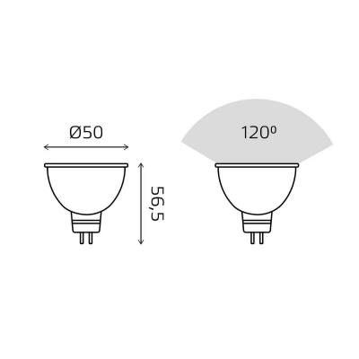 Лампа cветодиодная Gauss GU5.3 5,5W 3000K матовая 10135162T