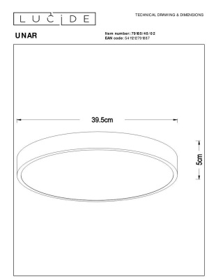 Потолочный светодиодный светильник Lucide Unar 79185/40/02