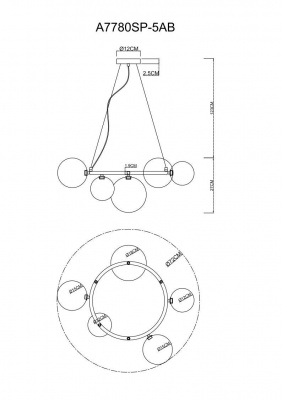 Подвесная люстра Arte Lamp Albus A7780SP-5AB