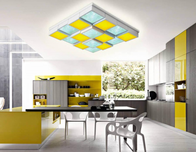 Потолочный светодиодный светильник Ambrella light Orbital Crystal Sand FS1550 WH/SD 192W D715*715