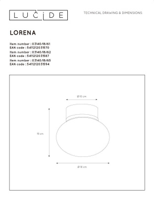 Потолочный светильник Lucide Lorena 03140/18/61