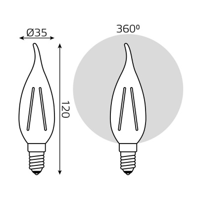 Лампа светодиодная филаментная диммируемая Gauss E14 7W 2700K прозрачная 104801107-S