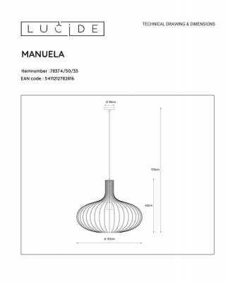 Подвесной светильник Lucide Manuela 78374/50/33