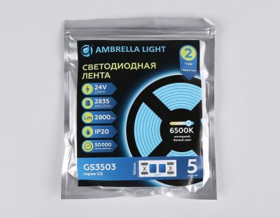 Светодиодная лента Ambrella Light 22W/m 240LED/m 2835SMD холодный белый 5M GS3503