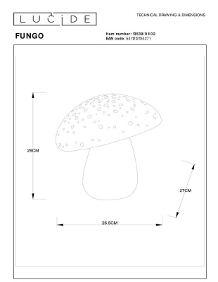 Настольная лампа Lucide Fungo 13539/01/02