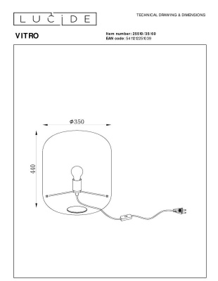 Настольная лампа Lucide Vitro 25510/35/60