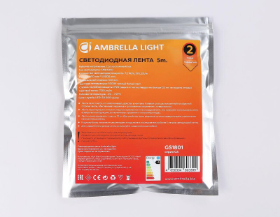 Светодиодная лента Ambrella Light 7,2W/m 30LED/m 5050SMD теплый белый 5M GS1801