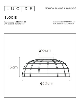 Потолочный светильник Lucide Elodie 45149/30/30