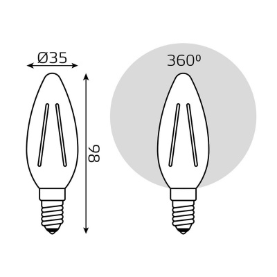 Лампа светодиодная филаментная Gauss E14 5W 2700К прозрачная 103801105