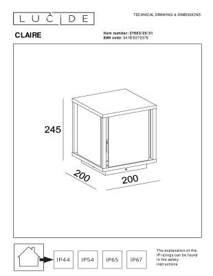 Уличный светильник Lucide Claire 27883/25/31