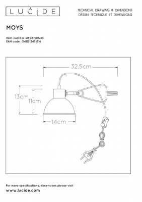 Настольная лампа Lucide Moys 45987/01/33