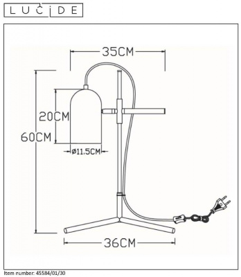 Настольная лампа Lucide Edek 45584/01/30