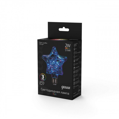 Лампа светодиодная Gauss Vintage Star E27 2W RGB 160802008