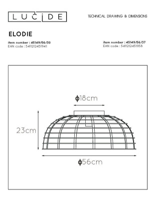 Потолочный светильник Lucide Elodie 45149/56/30
