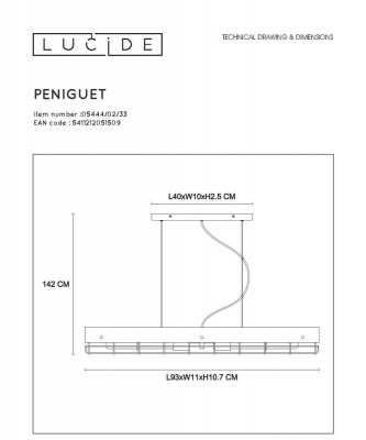 Подвесной светильник Lucide Peniguet 05444/02/33