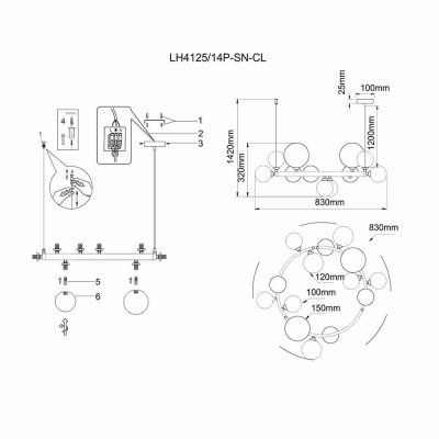 Подвесная люстра Lumien Hall Lovrenc LH4125/14P-SN-CL