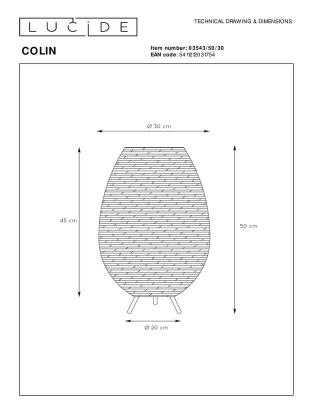 Настольная лампа Lucide Colin 03543/50/30