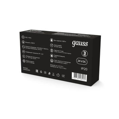 Блок питания Gauss 360W 24V IP20 202002400