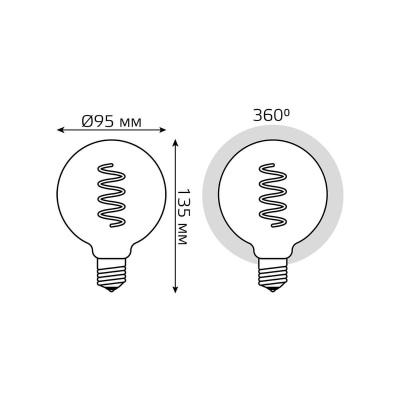 Лампа светодиодная филаментная Gauss E27 6W 2400K золотая 105802007