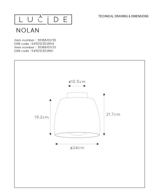 Потолочный светильник Lucide Nolan 30188/01/33