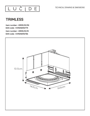 Встраиваемый светильник Lucide Trimless 09931/01/31