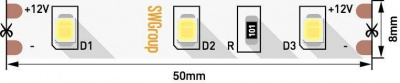 Светодиодная лента SWG 6,3W/m 60LED/m 2835SMD теплый белый 5M 001574