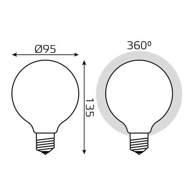 Лампа светодиодная филаментная Gauss E27 10W 3000К матовая 189202110