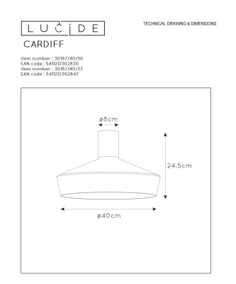 Потолочный светильник Lucide Cardiff 30187/40/30