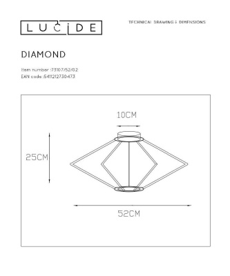 Потолочный светильник Lucide Diamond 73107/52/02