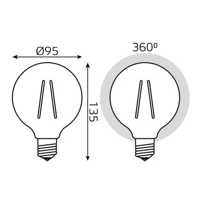 Лампа светодиодная филаментная диммируемая Gauss E27 6W 2400K золотая 105802006-D