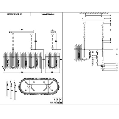 Подвесная люстра Lumien Hall Alte LH3061/8PO-NL-CL